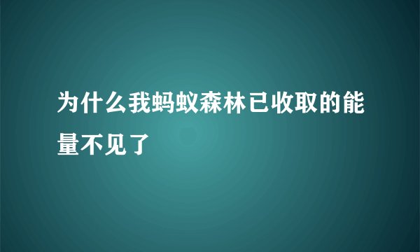 为什么我蚂蚁森林已收取的能量不见了