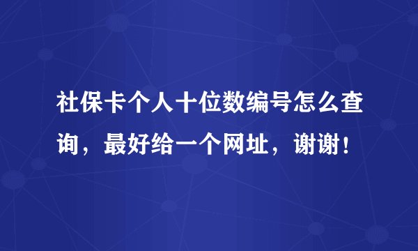社保卡个人十位数编号怎么查询，最好给一个网址，谢谢！
