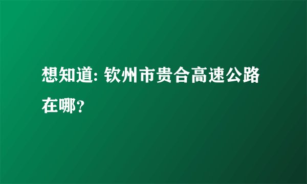 想知道: 钦州市贵合高速公路在哪？