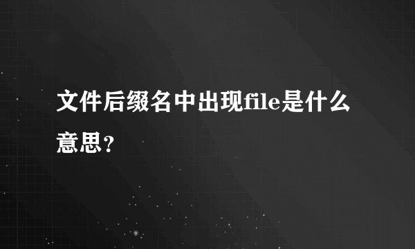 文件后缀名中出现file是什么意思？