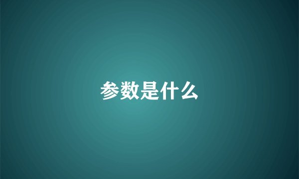 参数是什么