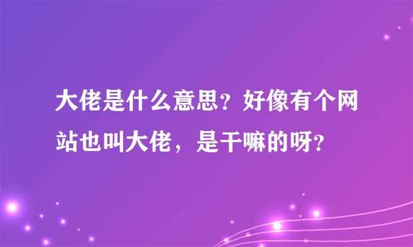 大佬是什么意思？好像有个网站也叫大佬，是干嘛的呀？