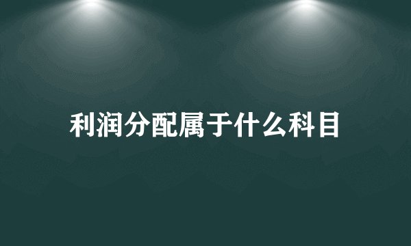利润分配属于什么科目