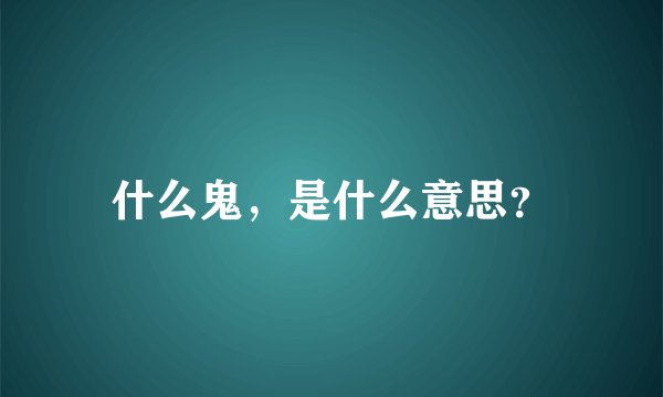 什么鬼，是什么意思？