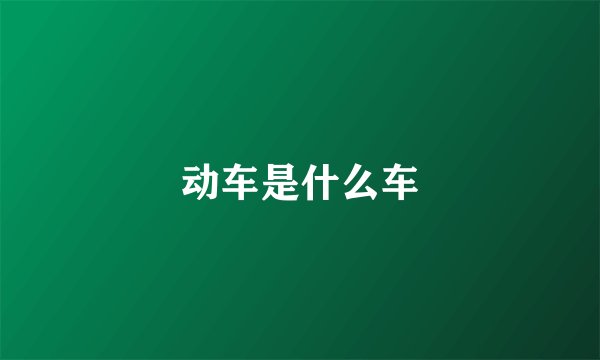 动车是什么车