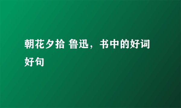 朝花夕拾 鲁迅，书中的好词好句