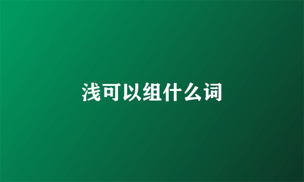 浅可以组什么词