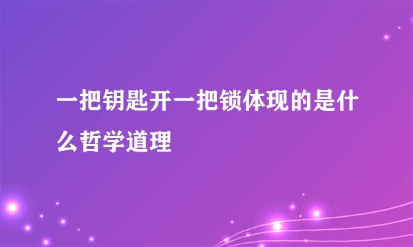 一把钥匙开一把锁体现的是什么哲学道理