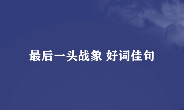 最后一头战象 好词佳句