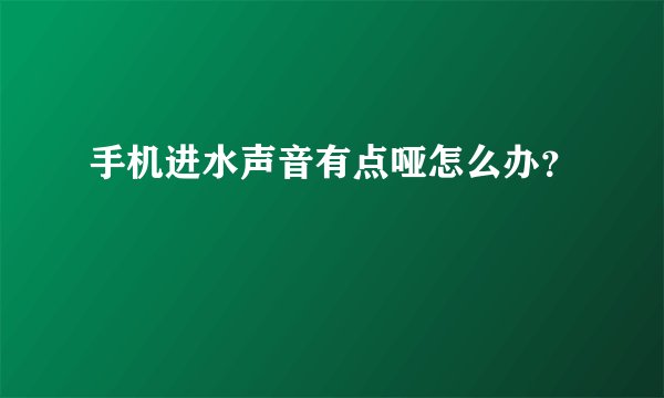 手机进水声音有点哑怎么办？