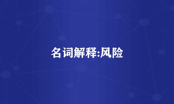 名词解释:风险