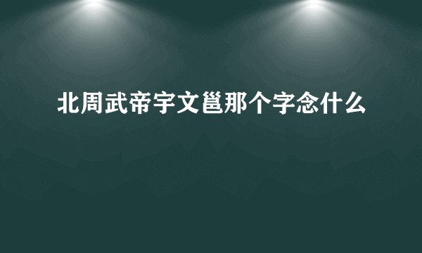 北周武帝宇文邕那个字念什么