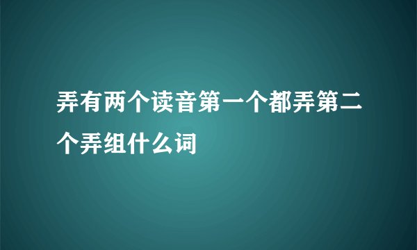 弄有两个读音第一个都弄第二个弄组什么词