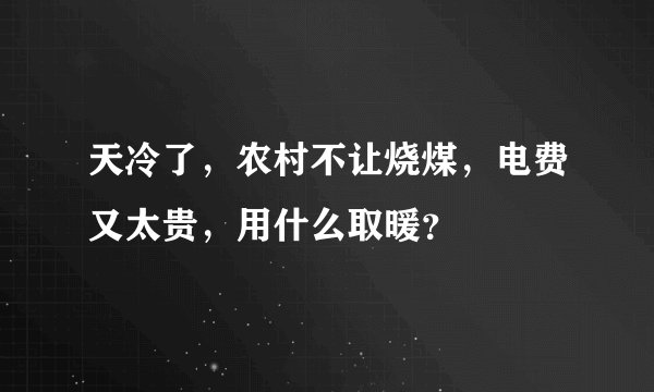 天冷了，农村不让烧煤，电费又太贵，用什么取暖？