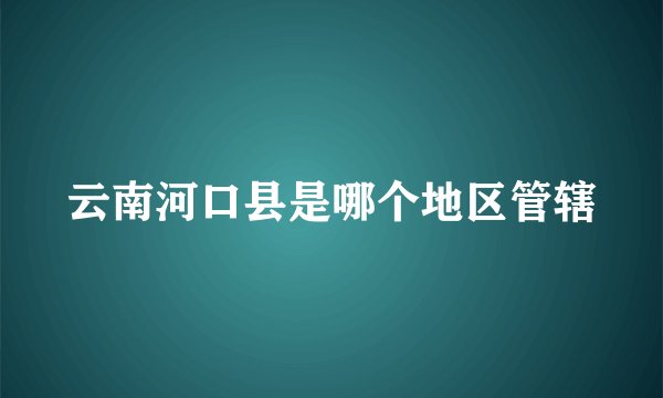云南河口县是哪个地区管辖