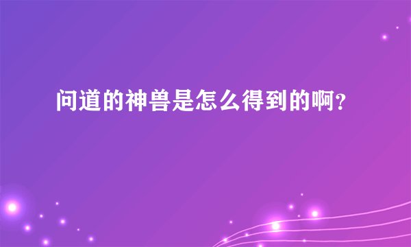 问道的神兽是怎么得到的啊？