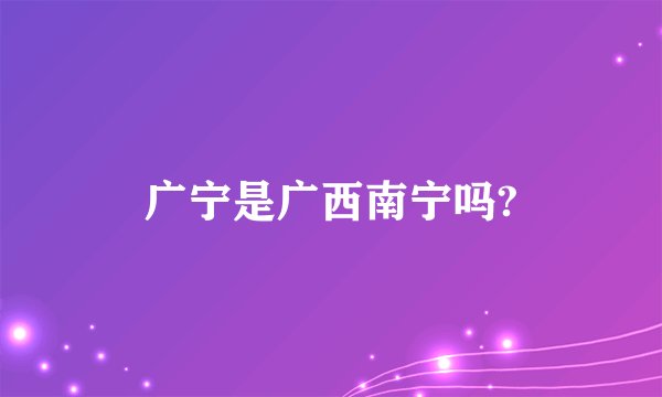 广宁是广西南宁吗?