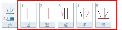 业字的笔画顺序
