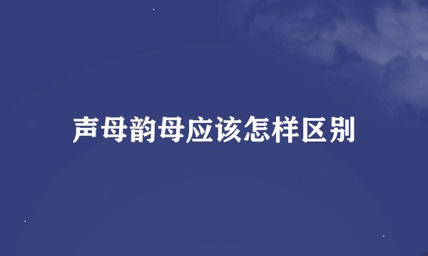 声母韵母应该怎样区别