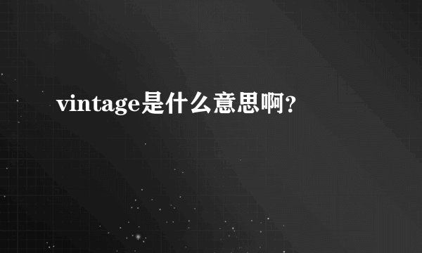 vintage是什么意思啊？