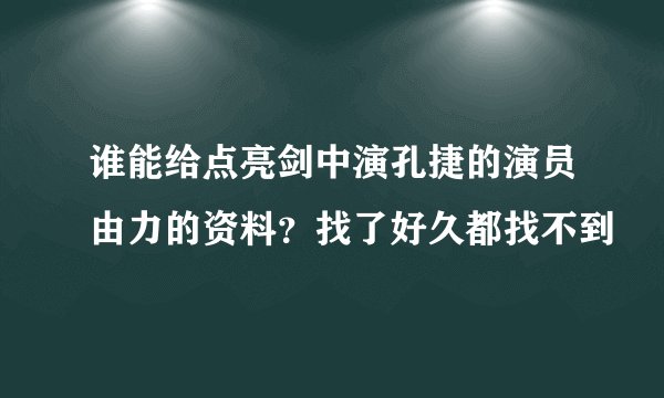 谁能给点亮剑中演孔捷的演员由力的资料?找了好久都找不到