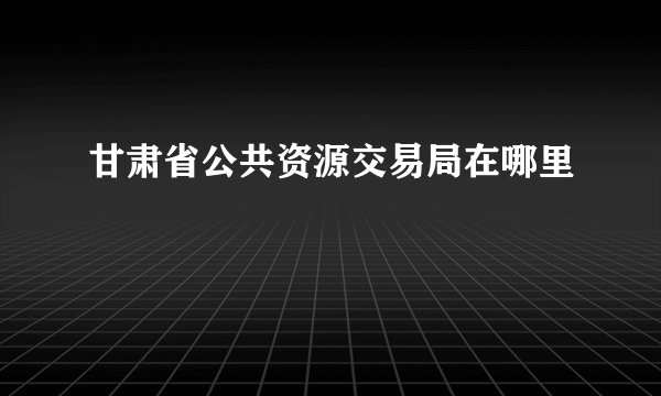 甘肃省公共资源交易局在哪里