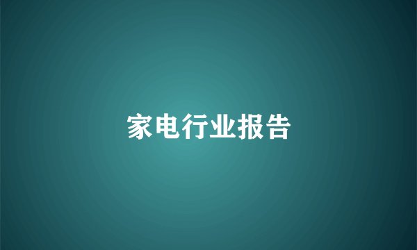 家电行业报告