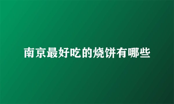 南京最好吃的烧饼有哪些