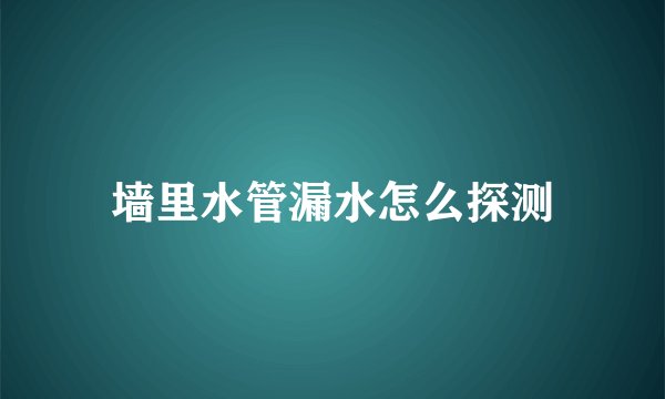 墙里水管漏水怎么探测