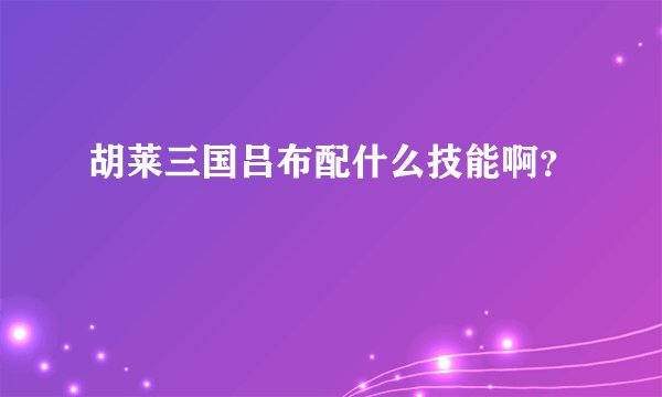 胡莱三国吕布配什么技能啊？