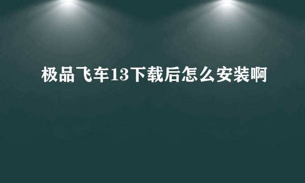 极品飞车13下载后怎么安装啊