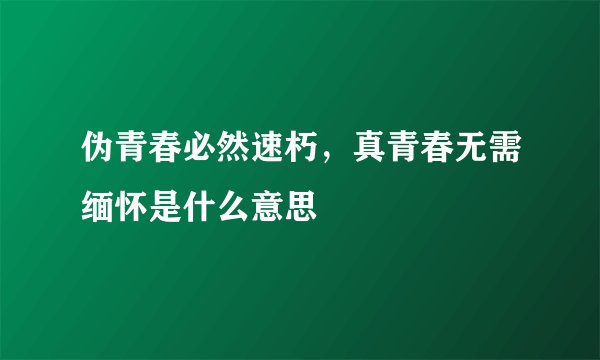 伪青春必然速朽，真青春无需缅怀是什么意思