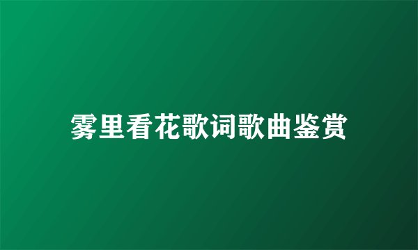 雾里看花歌词歌曲鉴赏