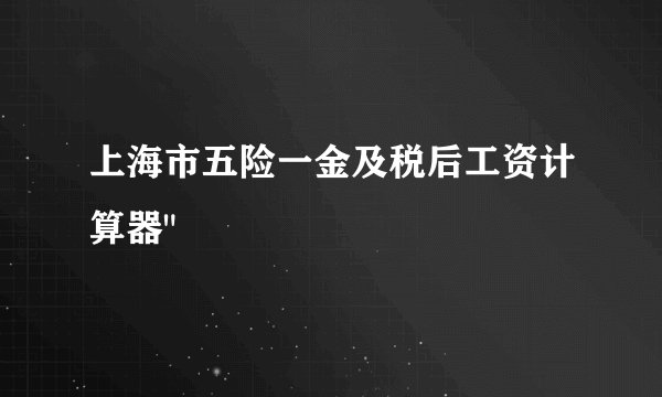 上海市五险一金及税后工资计算器