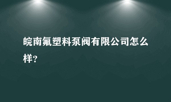 皖南氟塑料泵阀有限公司怎么样?