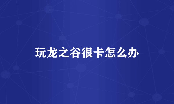 玩龙之谷很卡怎么办