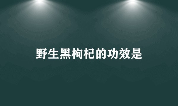 野生黑枸杞的功效是