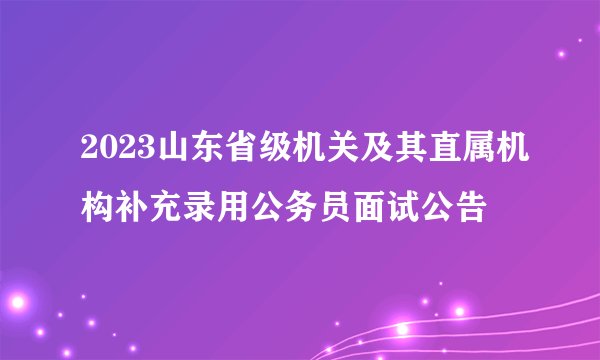 2023山东省级机关及其直属机构补充录用公务员面试公告