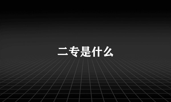 二专是什么