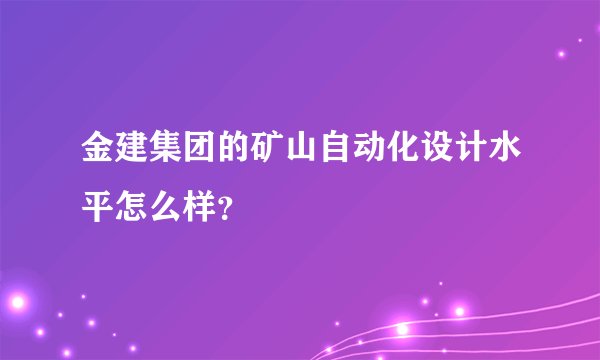 金建集团的矿山自动化设计水平怎么样？