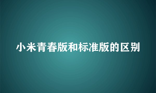 小米青春版和标准版的区别
