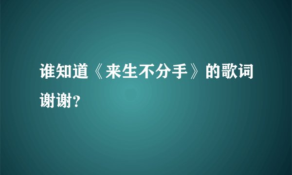 谁知道《来生不分手》的歌词谢谢？