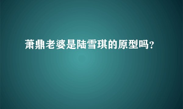 萧鼎老婆是陆雪琪的原型吗?