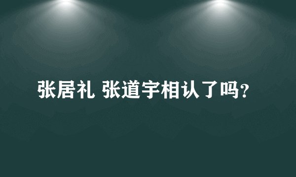 张居礼 张道宇相认了吗？