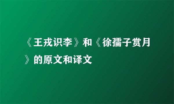 《王戎识李》和《徐孺子赏月》的原文和译文