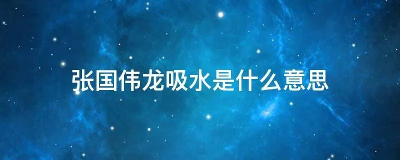 张国伟龙吸水是什么意思