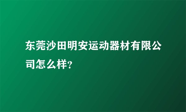 东莞沙田明安运动器材有限公司怎么样？
