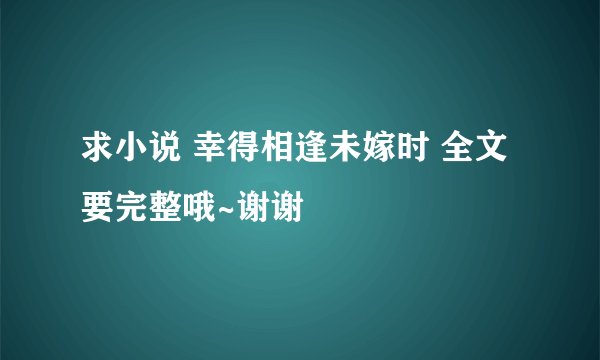 求小说 幸得相逢未嫁时 全文 要完整哦~谢谢