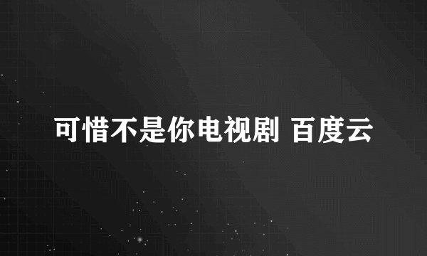 可惜不是你电视剧 百度云