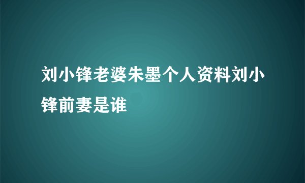 刘小锋老婆朱墨个人资料刘小锋前妻是谁